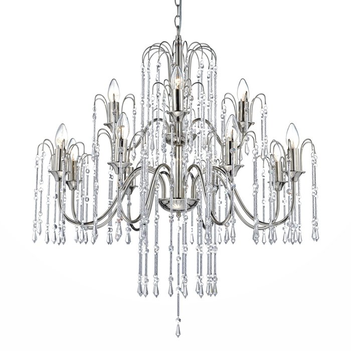 12 Light Waterfall Chandelier - Polished Nickel