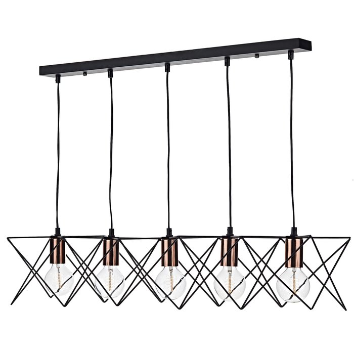 5 Light Cage Bar Pendant - Black