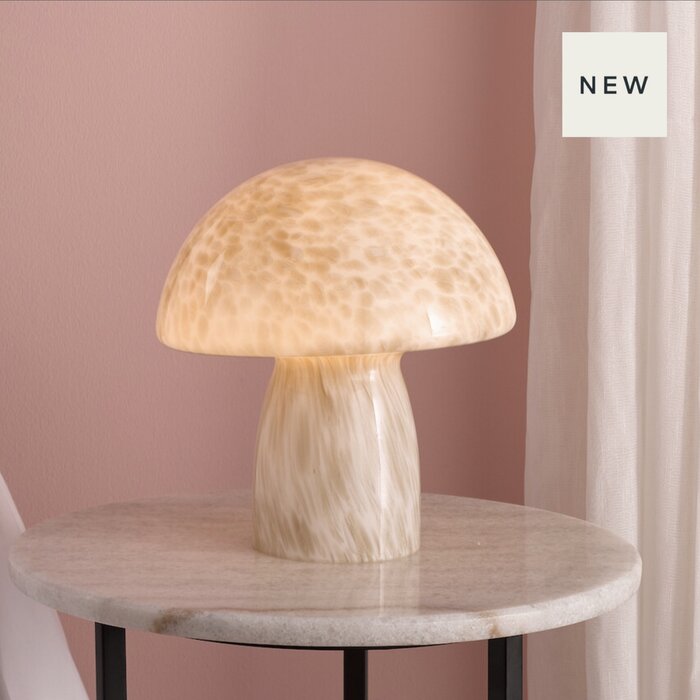 Adele - White Glass Art Mushroom Table Lamp