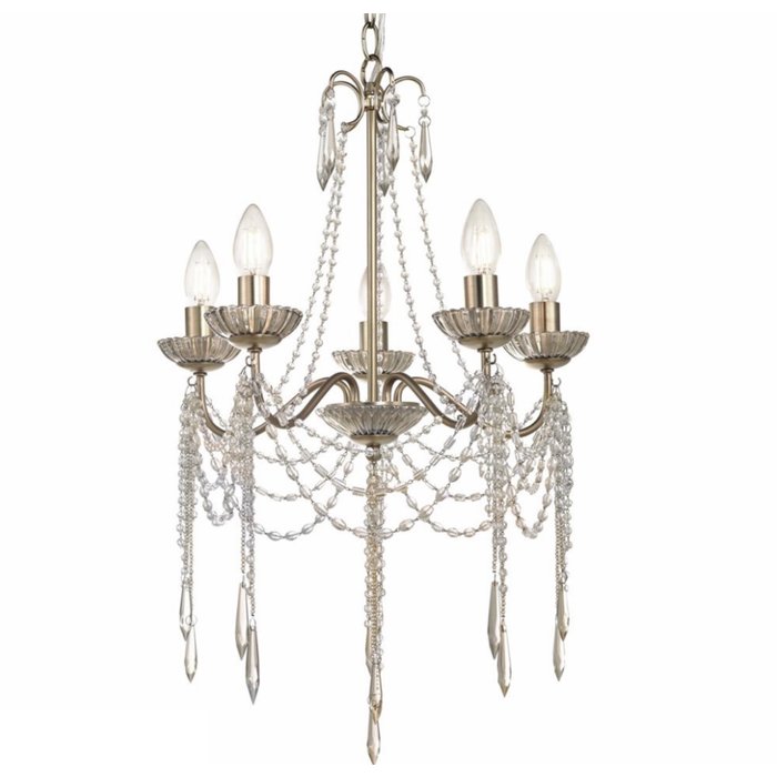 Aisling - 5 Light Crystal Chandelier in Satin Gold- Laura Ashley