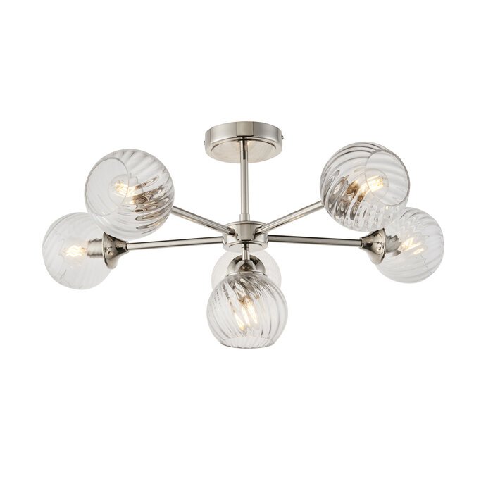 Allegra  - 6 Light Semi Flush Ceiling Light - Nickel