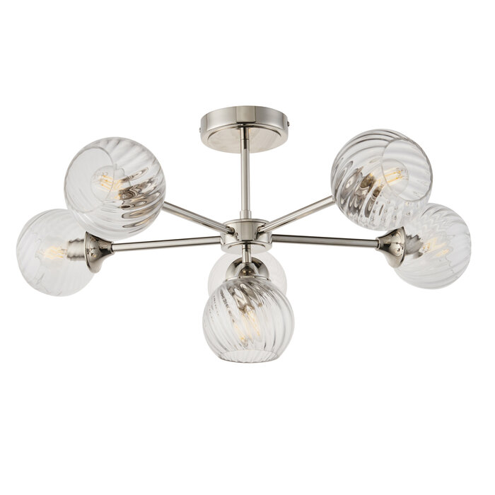 Allegra  - 6 Light Semi Flush Ceiling Light - Nickel