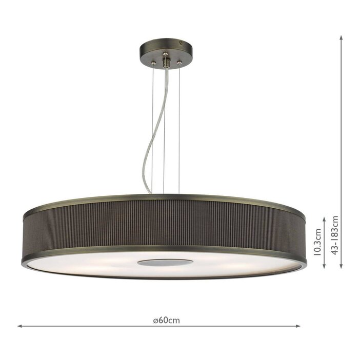 Alva  - Large Modern Pendant Light  - Antique Bronze and Brown Micropleat - 60cm