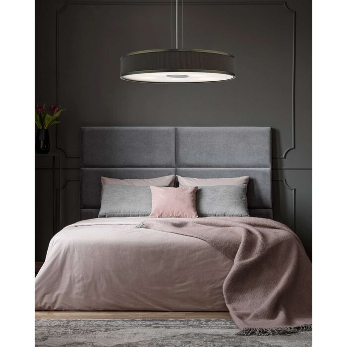 Alva  - Large Modern Pendant Light  - Antique Bronze and Brown Micropleat - 60cm