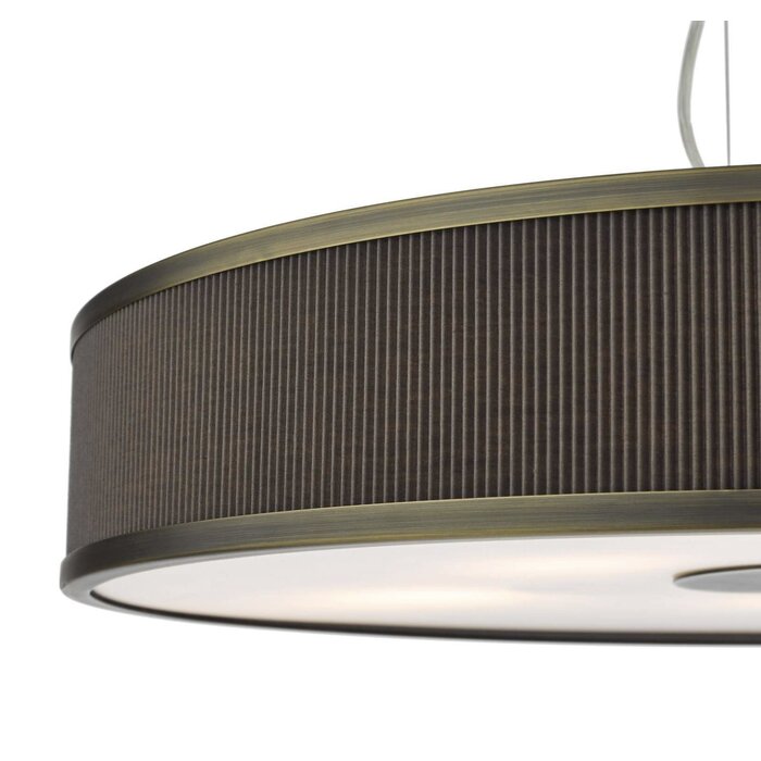 Alva  - Large Modern Pendant Light  - Antique Bronze and Brown Micropleat - 60cm