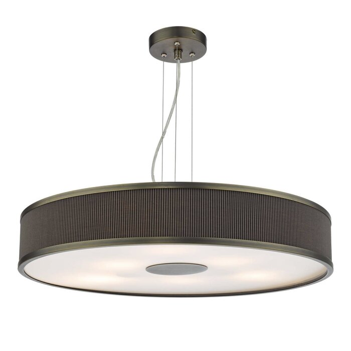 Alva  - Large Modern Pendant Light  - Antique Bronze and Brown Micropleat - 60cm