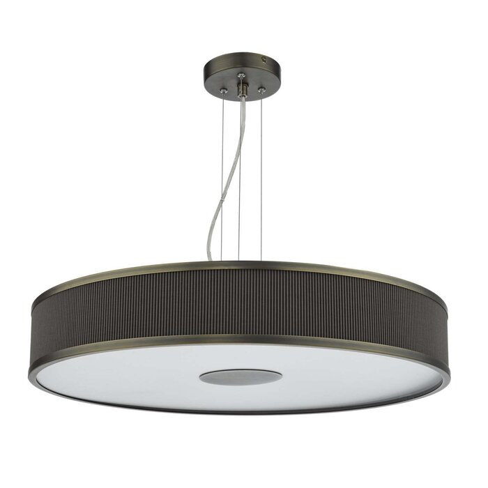 Alva  - Large Modern Pendant Light  - Antique Bronze and Brown Micropleat - 60cm