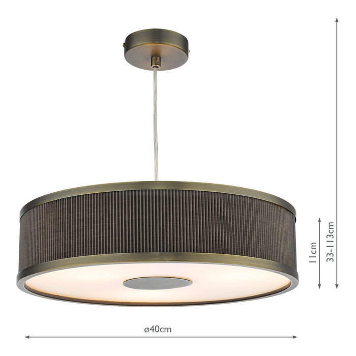 Alva  - Modern Pendant Light  - Antique Bronze and Brown Micropleat - 40cm
