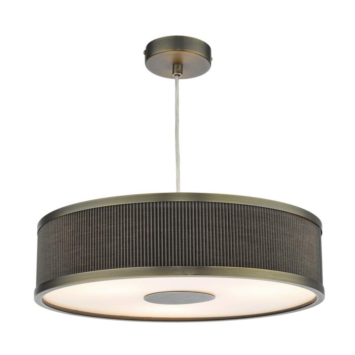 Alva  - Modern Pendant Light  - Antique Bronze and Brown Micropleat - 40cm