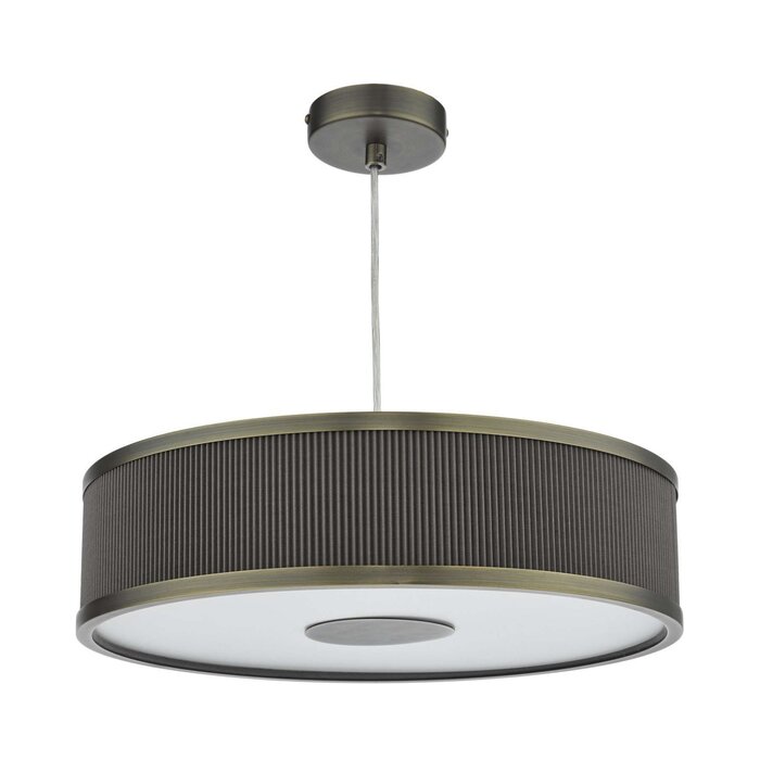 Alva  - Modern Pendant Light  - Antique Bronze and Brown Micropleat - 40cm