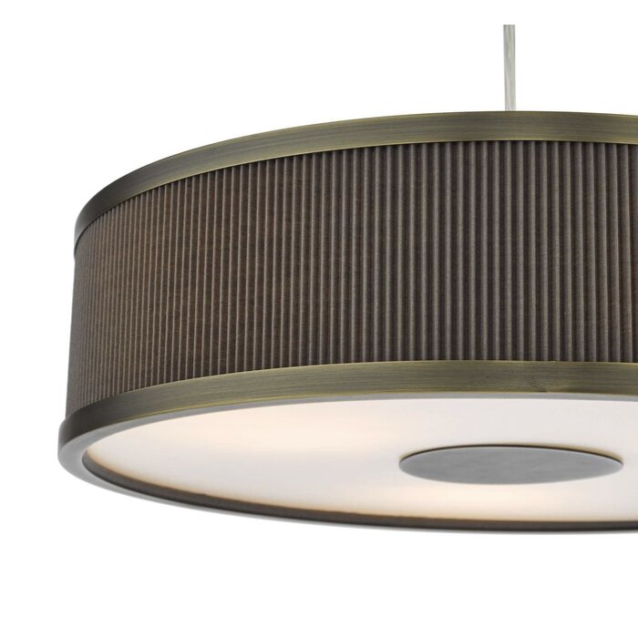 Alva  - Modern Pendant Light  - Antique Bronze and Brown Micropleat - 40cm