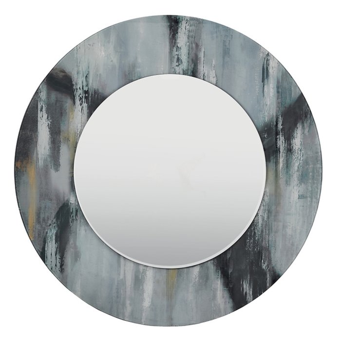 Ares - Grey Round Mirror - Marble Patterned Print