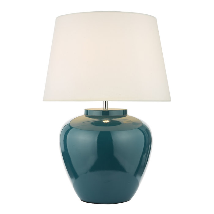 Aria - Blue Glaze Ceramic Table Lamp with Ivory Shade