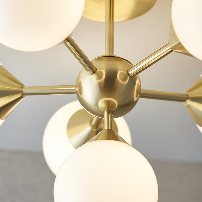 Arne - Mid Century Semi-Flush Ceiling Light - Brushed Brass