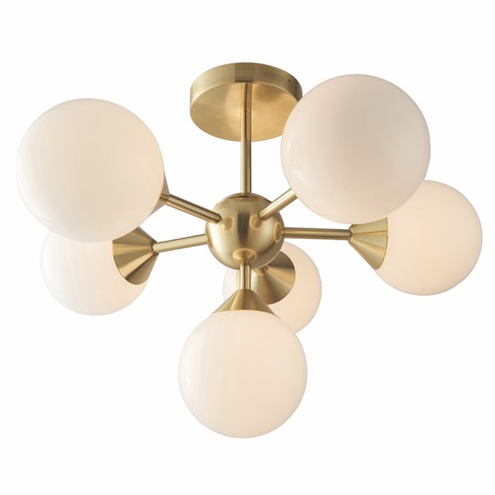 Arne - Mid Century Semi-Flush Ceiling Light - Brushed Brass