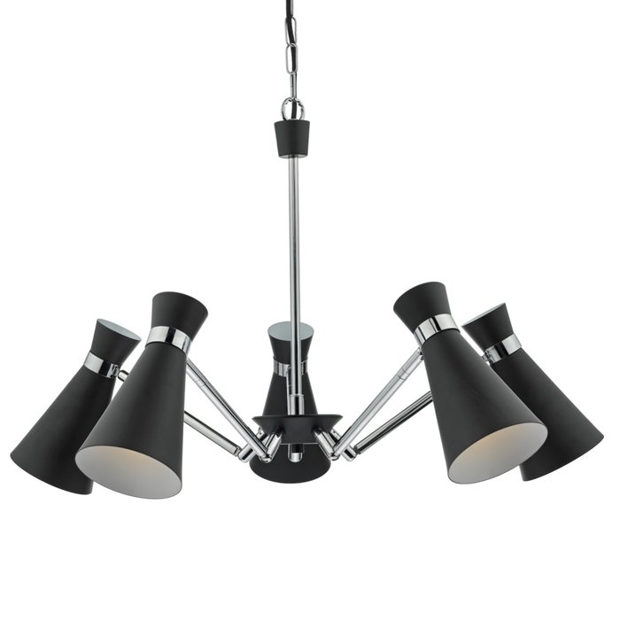 Ash - 5 light Modern Pendant - Black & Polished Chrome