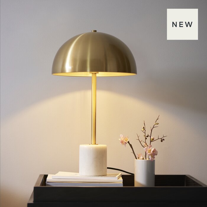 Astra - Mid Century Brass Dome Table Lamp with Marble