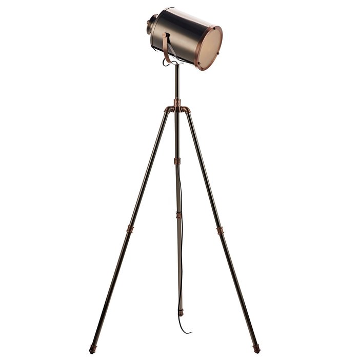 Atelier - Mid Century Studio Tripod Floor Lamp - Antique Silver & Copper