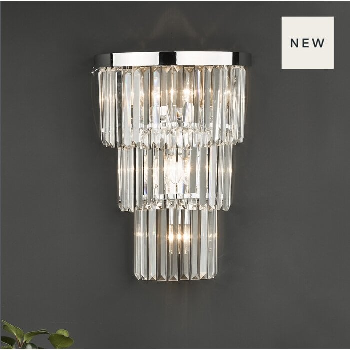 Athena - Large Art Deco Crystal & Chrome Wall Light - XL