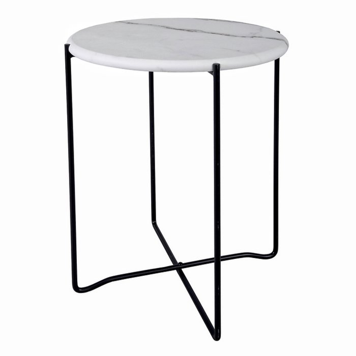 Athena - Round Rolled Edge Side Table - White Marble