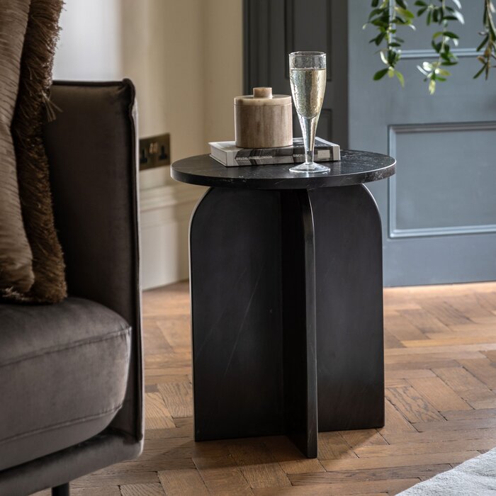 Atrani - Black Marble Side Table