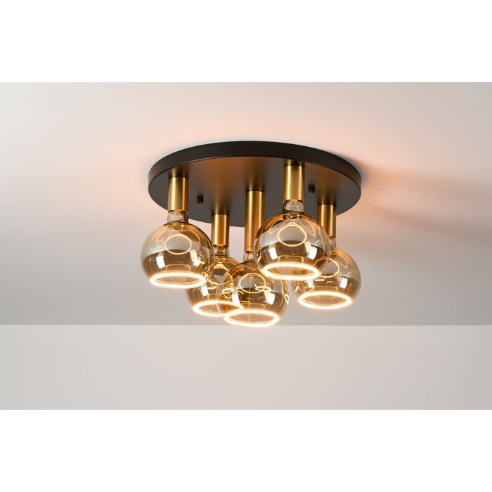 Aureon - Modern LED Semi-Flush Black Ceiling Light - 5 Light