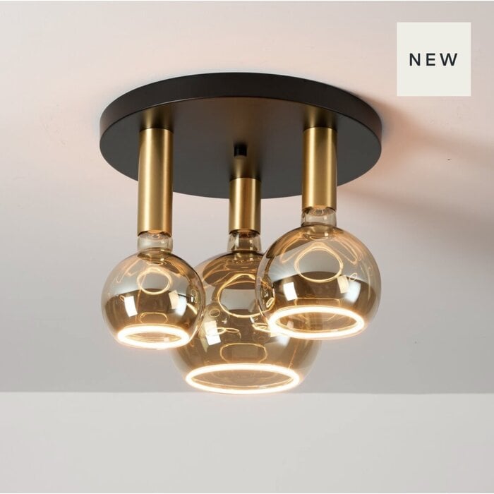 Aureon - Modern LED Semi-Flush Black Ceiling Light - 3 Light