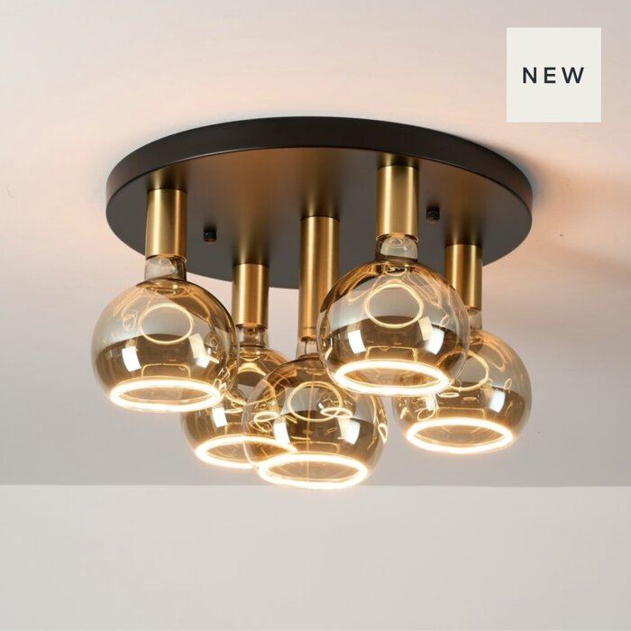 Aureon - Modern LED Semi-Flush Black Ceiling Light - 5 Light