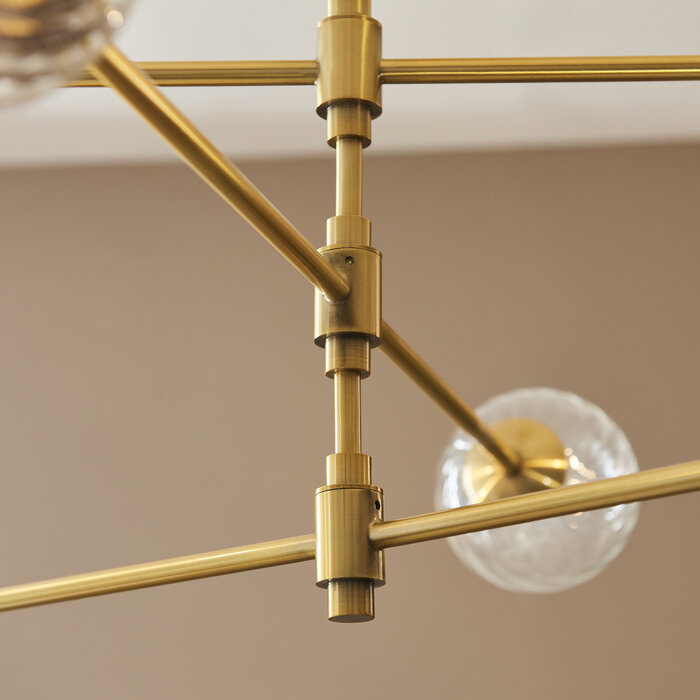Aurora - Large Modern Chandelier - Brushed Aged Brass with Twisted Glass Shades