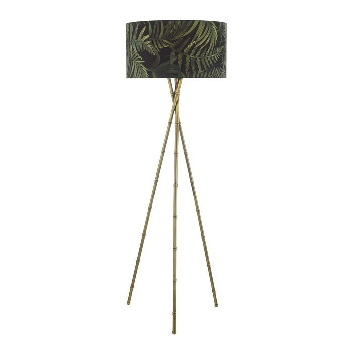 Bamboo Floor Lamp - Antique Brass