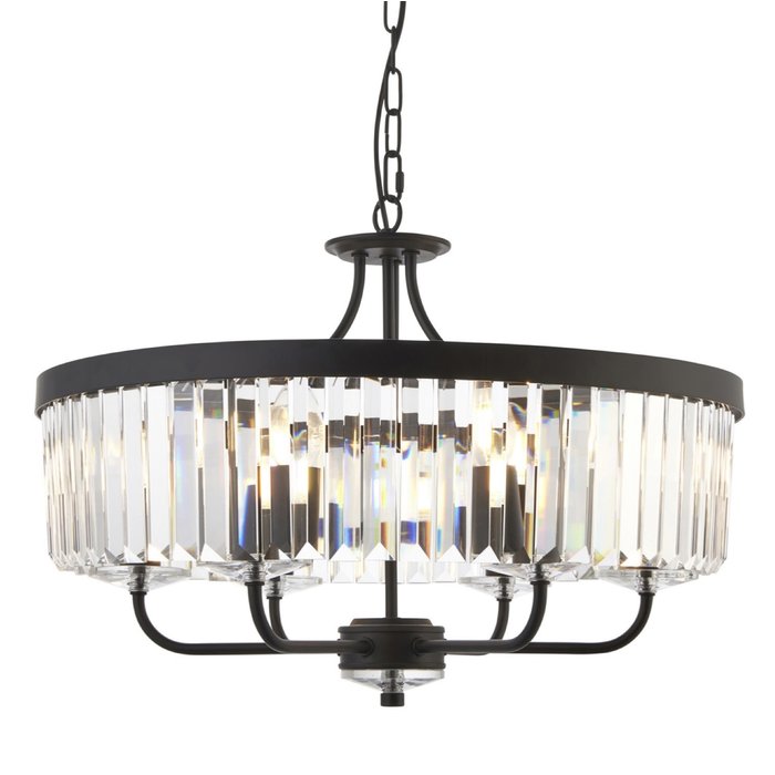 Beata - Round Black & Glass Ceiling Light