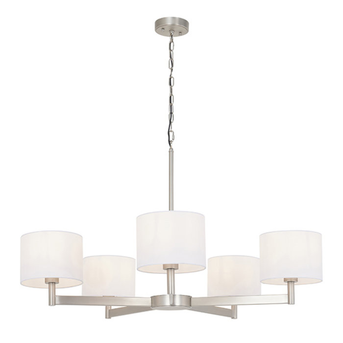 Bempton -  Large Modern Armed Chandelier with White Shades