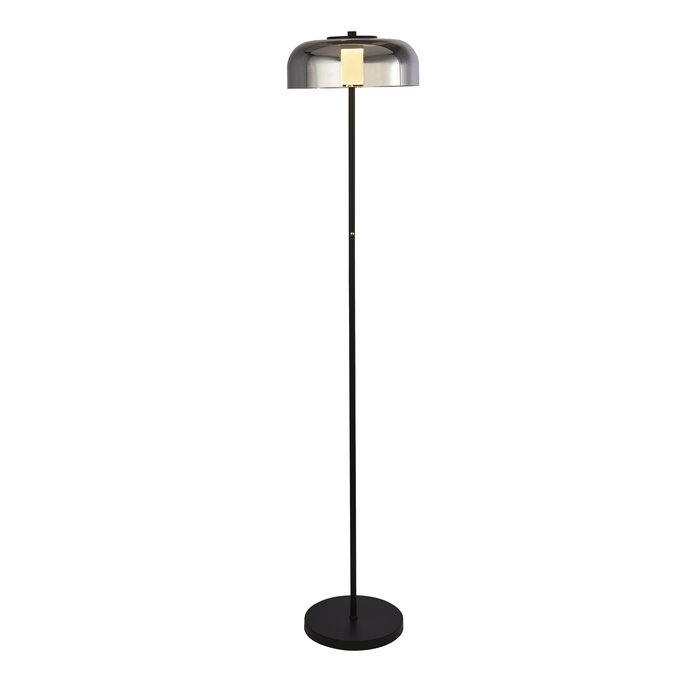 Bjorn - Scandi LED Floor Lamp - Smoked Glass & Black