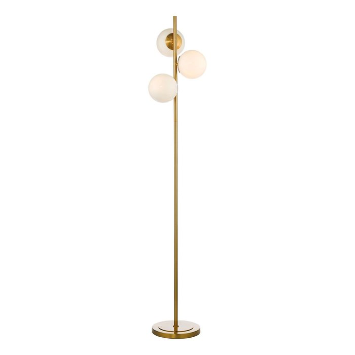 Bombazine 3 Light Floor Lamp - Natural Brass Opal Glass