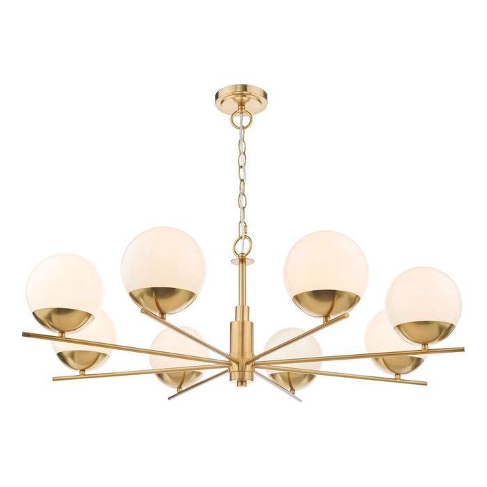 Bombazine 8 Light Pendant Light - Natural Brass Opal Glass
