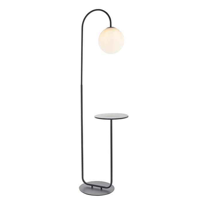 Bridestone - Black Floor Light with Table and Opal Glass