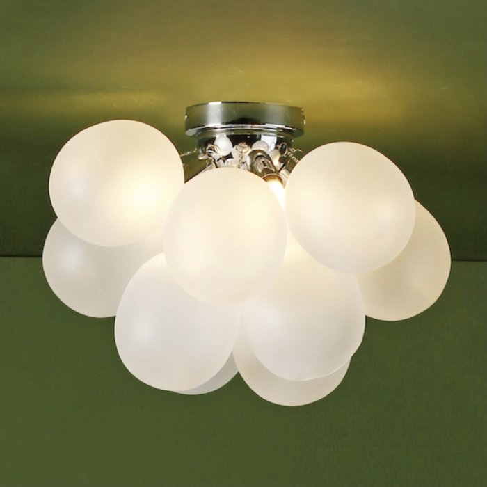 Bubbles 4 Light Flush Ceiling Light - Polished Chrome Frosted Glass