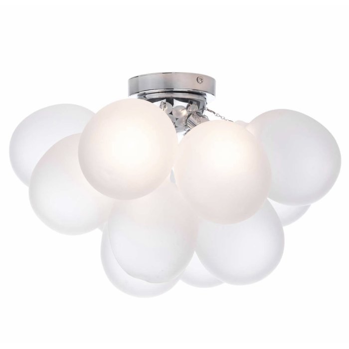 Bubbles 4 Light Flush Ceiling Light - Polished Chrome Frosted Glass