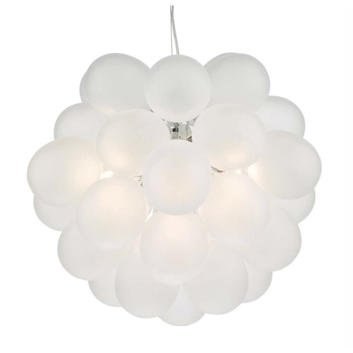 Bubbles 6 Light Pendant Light - Polished Chrome Frosted Glass