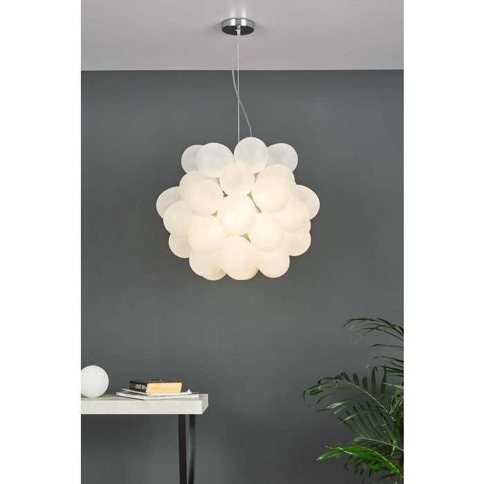 Bubbles 6 Light Pendant Light - Polished Chrome Frosted Glass