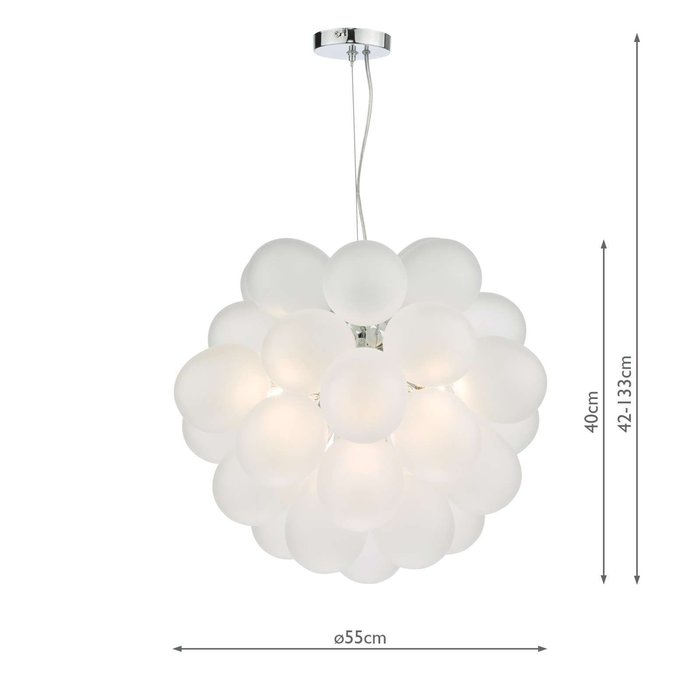 Bubbles 6 Light Pendant Light - Polished Chrome Frosted Glass