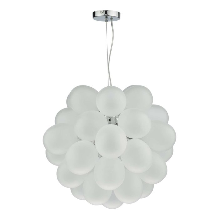 Bubbles 6 Light Pendant Light - Polished Chrome Frosted Glass