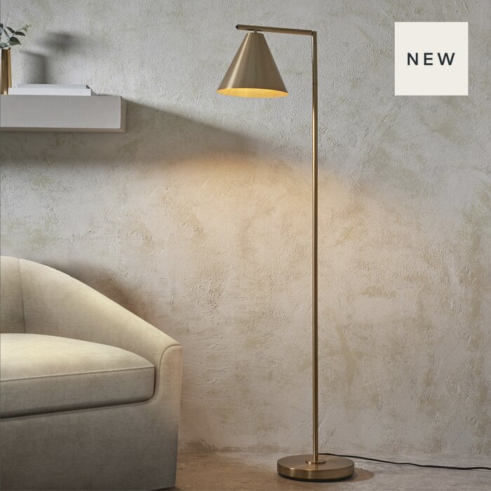 Capi - Adjustable Antique Brass Floor Lamp with Conical Shade