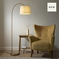 Carlton - Modern Arc Floor Lamp - Brass with Natural Fabric Shade