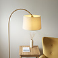 Carlton - Modern Arc Floor Lamp - Brass with Natural Fabric Shade