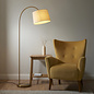 Carlton - Modern Arc Floor Lamp - Brass with Natural Fabric Shade