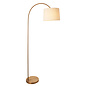 Carlton - Modern Arc Floor Lamp - Brass with Natural Fabric Shade