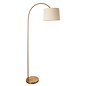 Carlton - Modern Arc Floor Lamp - Brass with Natural Fabric Shade