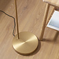 Carlton - Modern Arc Floor Lamp - Brass with Natural Fabric Shade