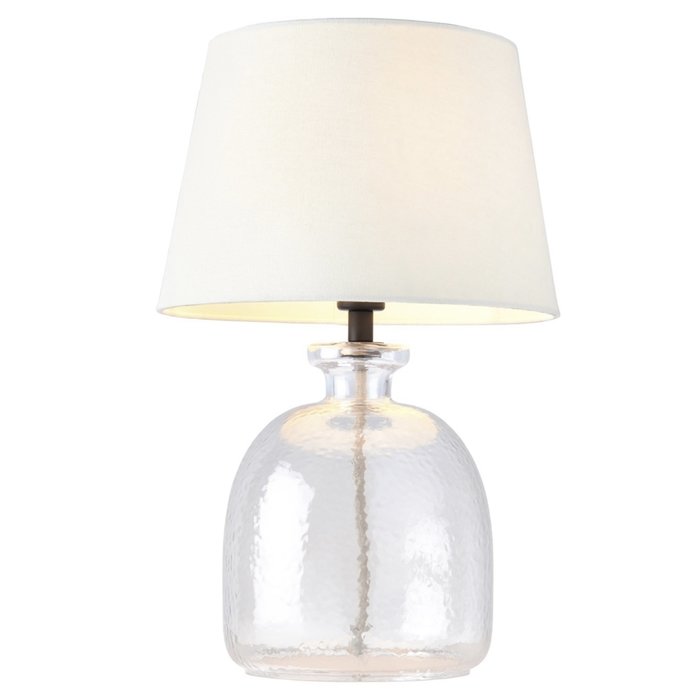 Cersi - Glass Table Lamp with Ivory Linen Mix Shade